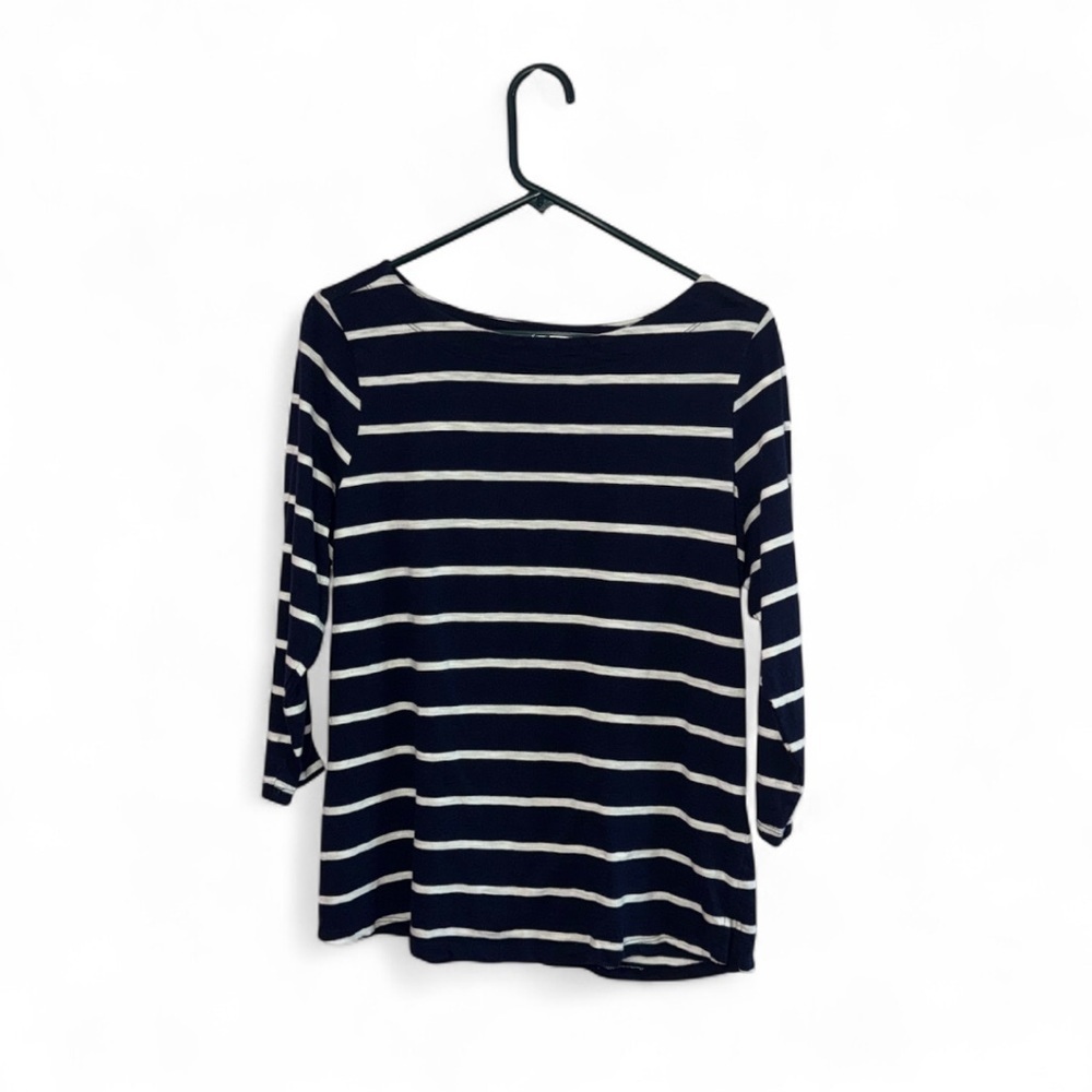Blue Mountain Navy and White Striped Women's Top size medium